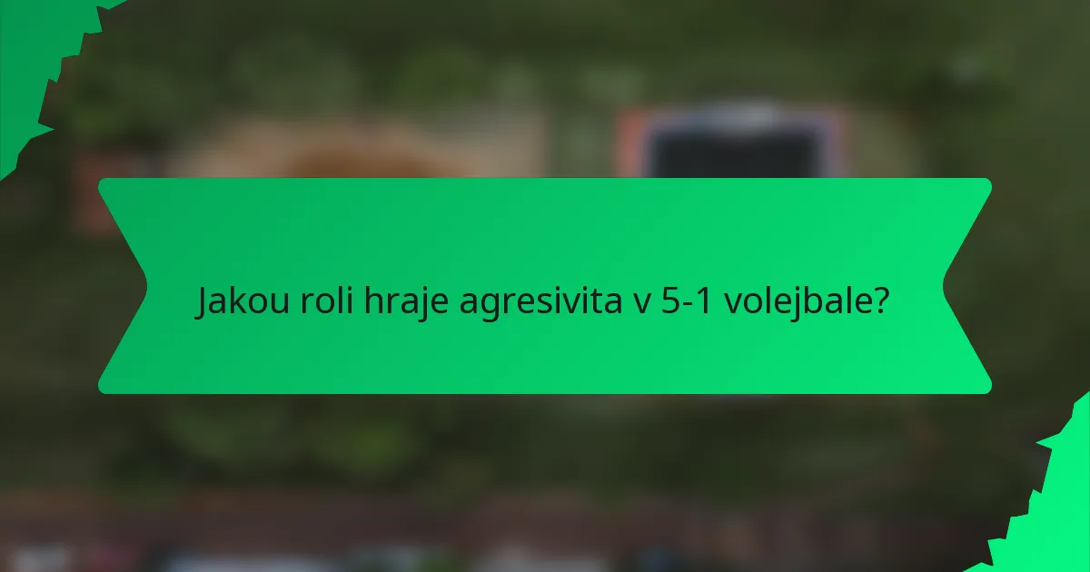 Jakou roli hraje agresivita v 5-1 volejbale?